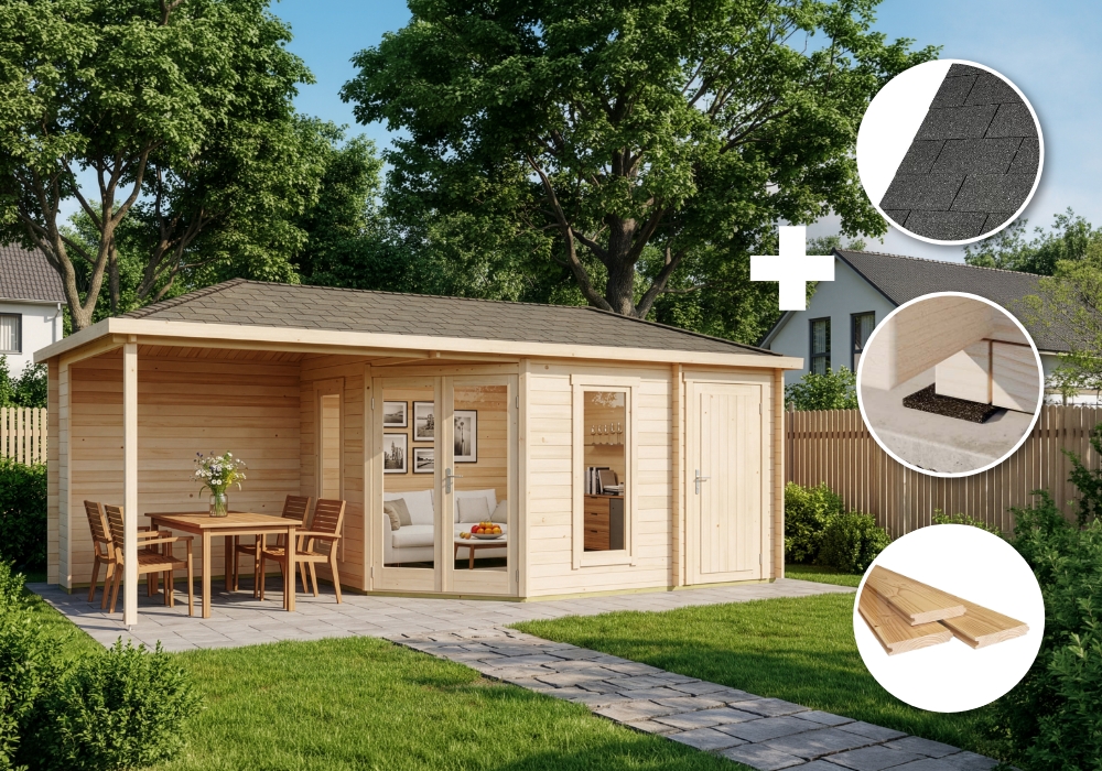 ECO Set - 5-Eck Gartenhaus Liwa mit Anbau Unkategorisiert online kaufen