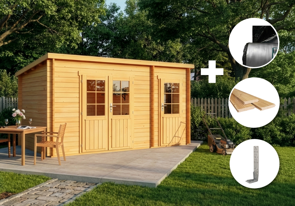 ECO Set - Pultdach Gartenhaus Maria mit Anbau - imprägniert Unkategorisiert online kaufen