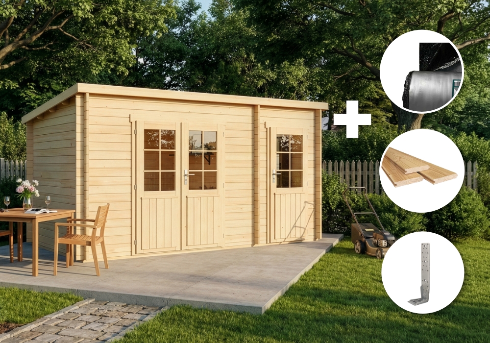 ECO Set - Pultdach Gartenhaus Maria mit Anbau Unkategorisiert online kaufen
